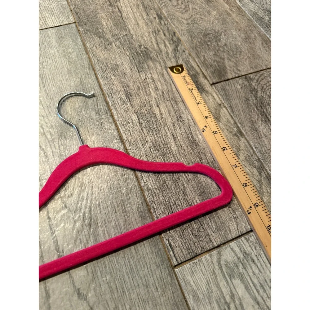 10 Pack Hot Pink Velvet Slim‎ Non Slip Hangers Clothes Garment Organizer Metal